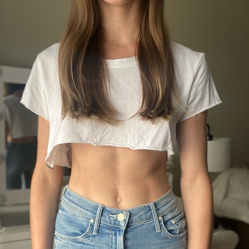 Me to We Short Sleeve White Crop Top